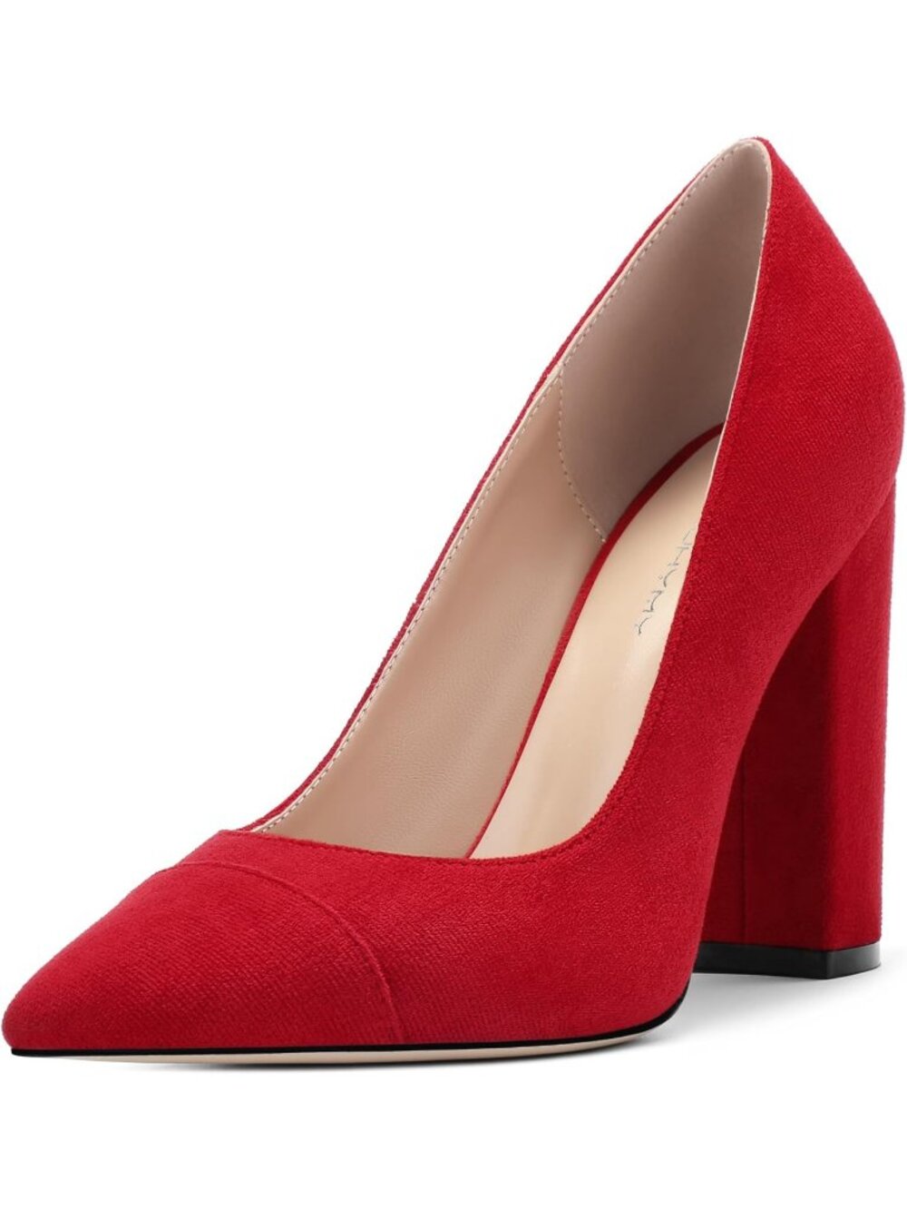 Women's Red Suede Pointed Toe High Heel Slip On Pumps Street Banquet Dress Shoes